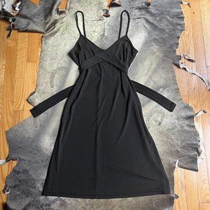 Y2k minimalist goth French connection black sleeveless spaghetti strap dress